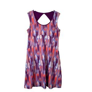 PrAna Grapevine‎ Gemstone Calico Dress Sz M purple cut out back